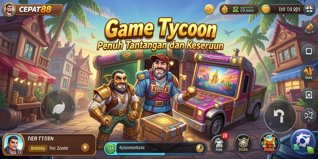 Tampilan gameplay <strong>CEPAT88</strong> yang menampilkan dunia bisnis Tycoon yang menarik.