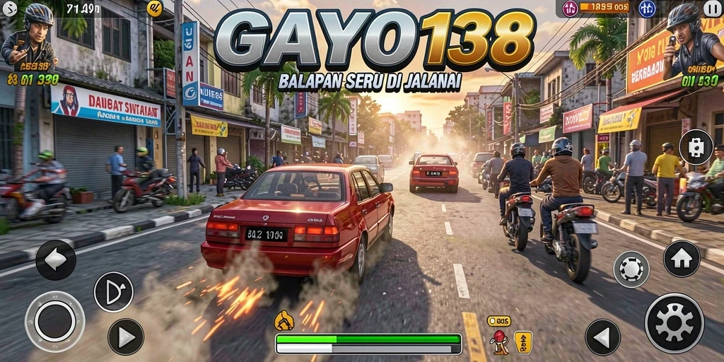 Tangkapan layar gameplay GAYO138 menampilkan aksi balapan yang mendebarkan.