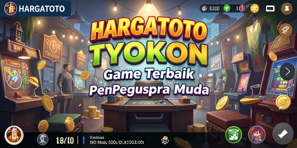Screenshot gameplay HARGATOTO yang menunjukkan aksi pengelolaan bisnis yang intens.