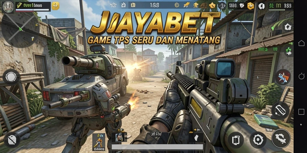 Screenshot utama dari JAYABET menampilkan aksi seru dalam pertempuran TPS.