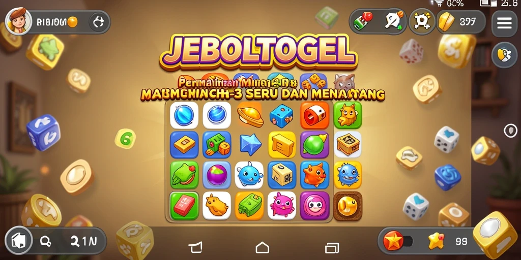 Screenshot JEBOLTOGEL menunjukkan gameplay Match-3 yang menarik.