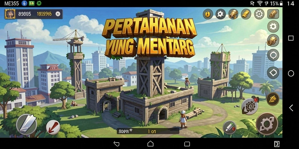 Tampilan gameplay ME355 yang menegangkan dalam genre Tower Defense.