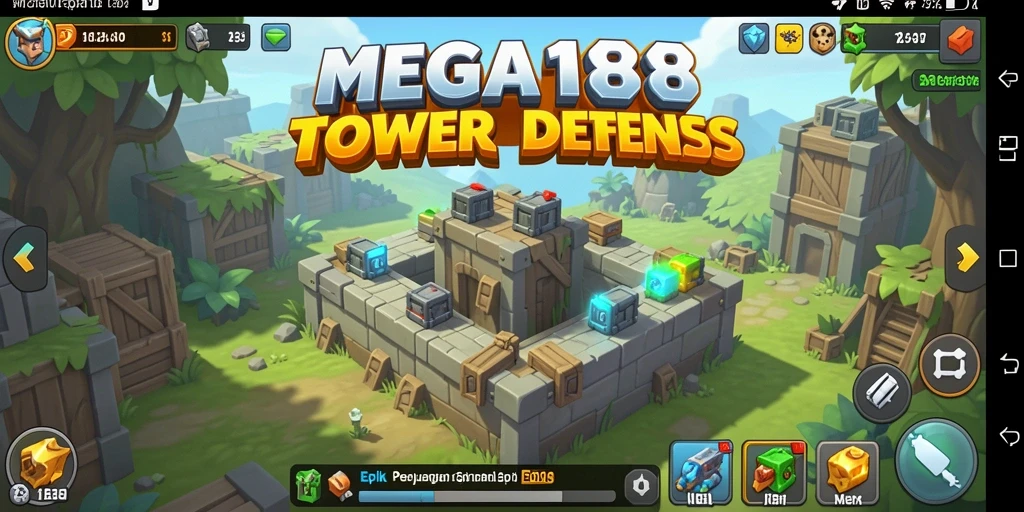 Tampilan seru dari gameplay MEGA188 dalam Tower Defense.