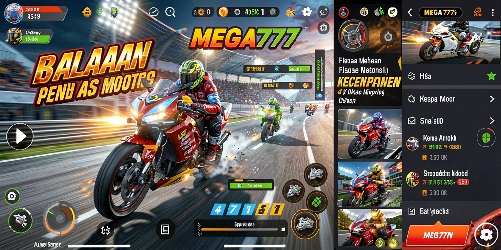 Tampilan gameplay seru di lintasan balap motor.