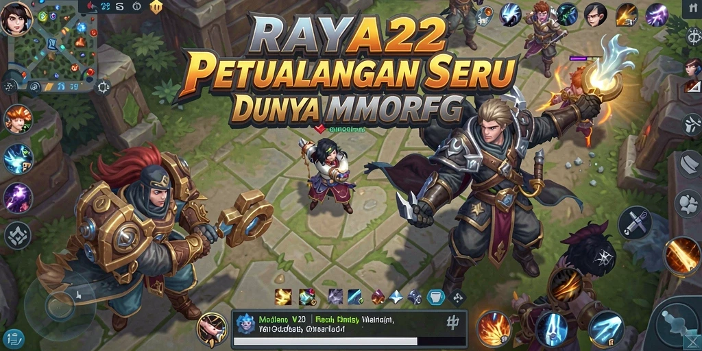 Screenshot gameplay RAYA22 yang menunjukkan pertempuran epik di dunia MMORPG.