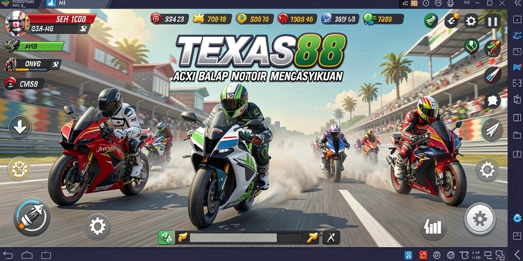 Screenshot menunjukkan balapan seru di TEXAS88 dengan grafik menakjubkan.