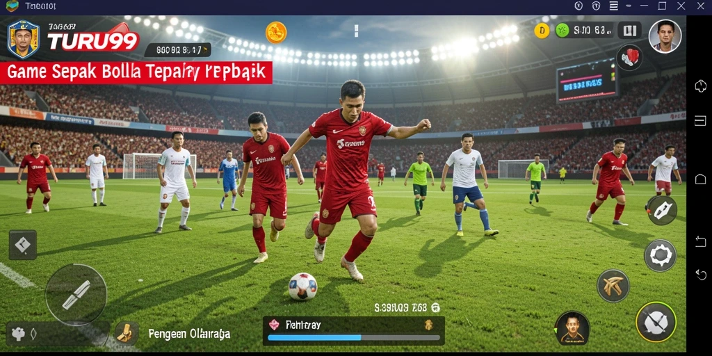 Screenshot gameplay <strong>TURU99</strong>, menunjukkan aksi seru di lapangan sepak bola.