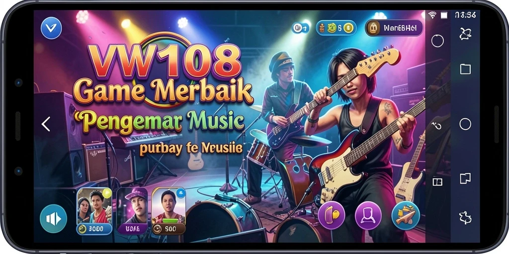 Tampilan gameplay VW108 yang menampilkan tantangan musik seru dan interaksi pemain.